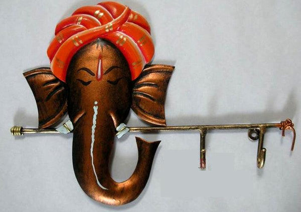 Lifestyle craft titled 'Ganesha Key Hanger', 7x10 inches, by artist Nitesh on Wrought Iron