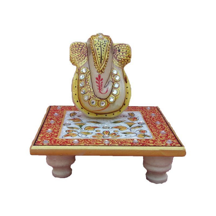 Ganesha On Floral Chowki by Ecraft India | ArtZolo.com