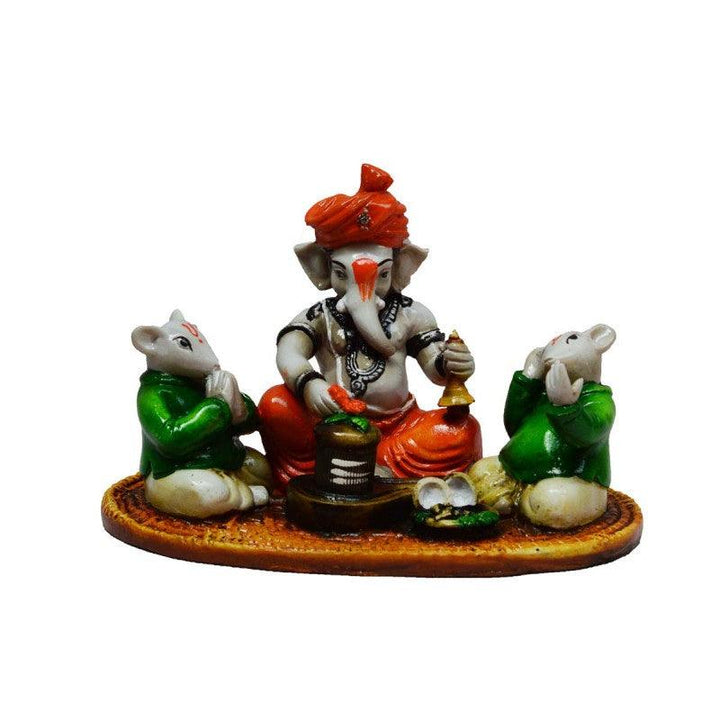 Religious craft titled 'Ganesha performing Shiva Pooja', 6x10x4 inches, by artist E Craft on Synthetic Fiber