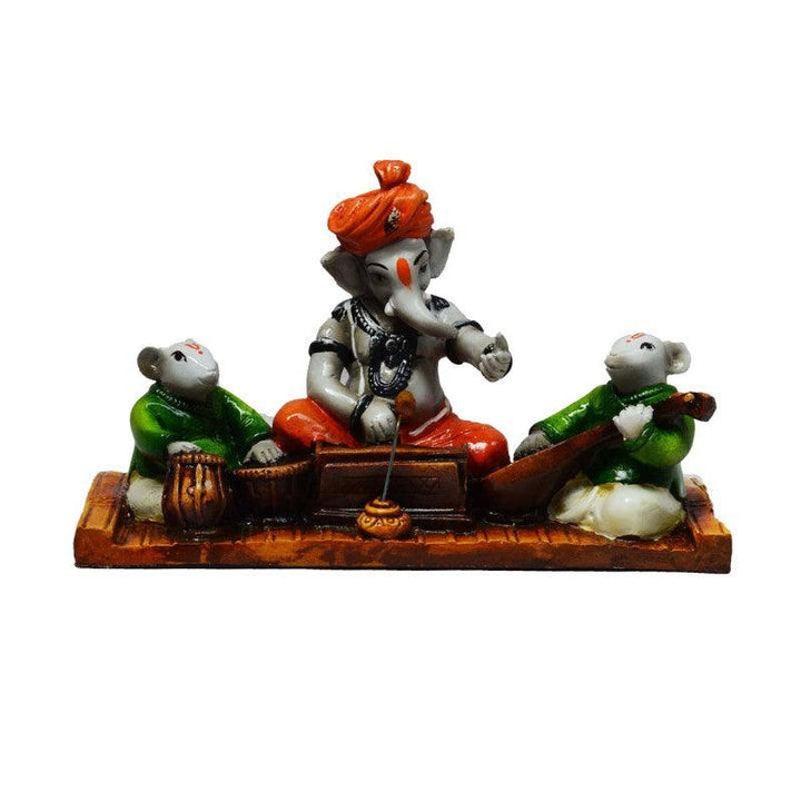 Religious craft titled 'Ganesha playing Harmonium', 6x10x4 inches, by artist E Craft on Synthetic Fiber