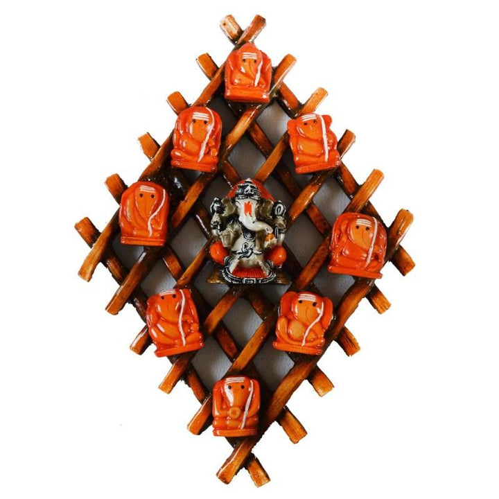 Lifestyle craft titled 'Ganesha Wall Hanging', 2x9x13 inches, by artist E Craft on Fiber and Wood