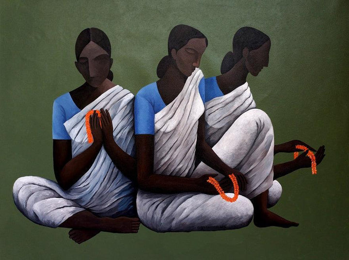 Garland Makers Of Madurai painting by Ranjith Raghupathy