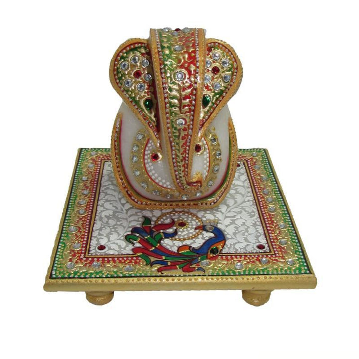 Religious craft titled 'Generous Lord Ganesha', 5x5x5 inches, by artist Ecraft India on Marble