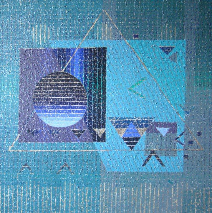 Abstract acrylic painting titled 'Geometrical Family', 36x36 inches, by artist Amol Satre on Canvas