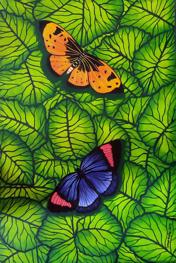 Nature mixed media painting titled 'Gift Of Nature 6', 24x16 inches, by artist Sreya Gupta on Canvas