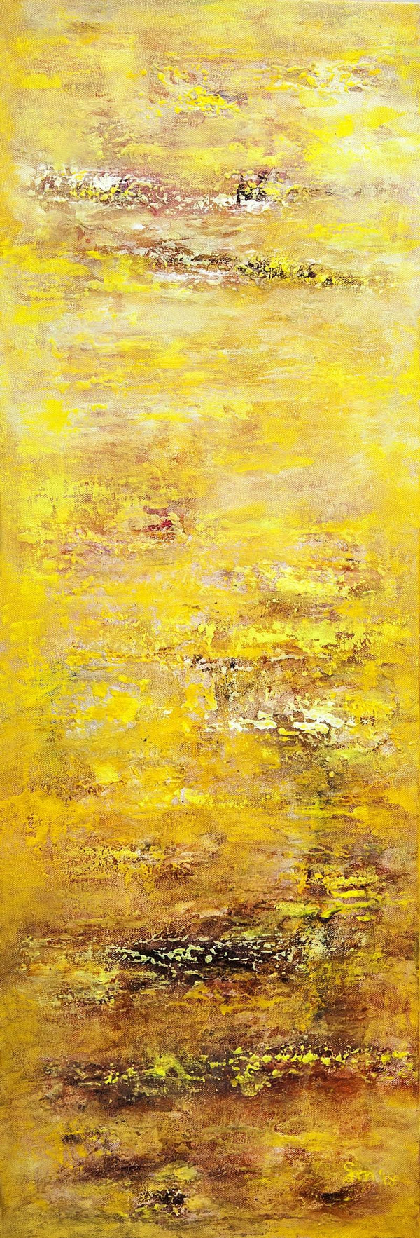 Abstract acrylic oil painting titled 'Gm006', 36x12 inches, by artist Goutam Mukherjee on Canvas