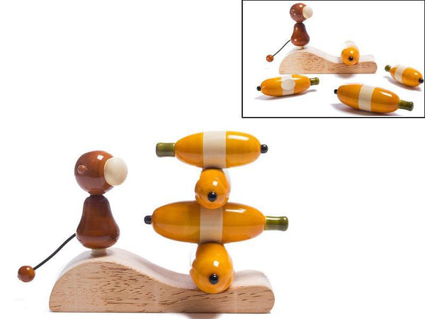 Toys craft titled 'Go Bananas Balancing Wooden Toy', 6x2x2 inches, by artist Oodees Toys on wood