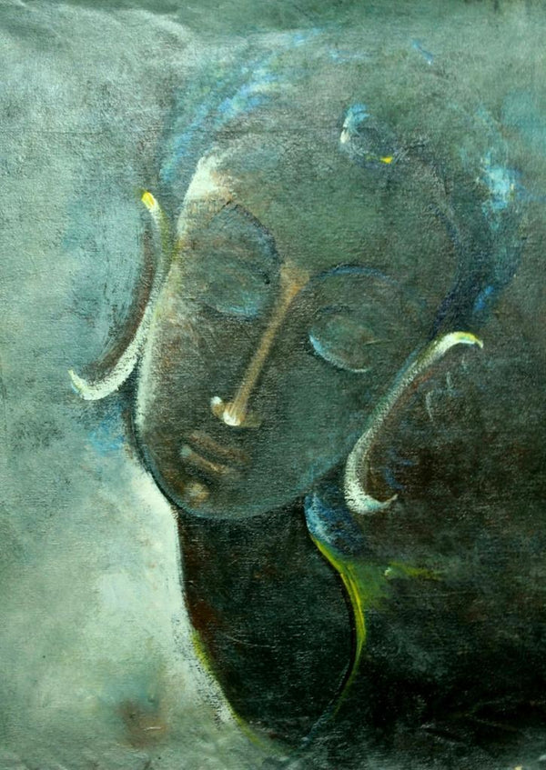 Religious acrylic painting titled 'God', 22x22 inches, by artist AYAAN GROUP on Canvas