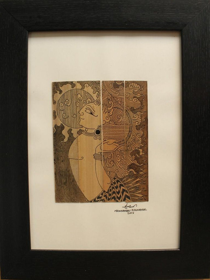 Figurative ink drawing titled 'God Of Sun', 38x28 inches, by artist Manikandan Punnakkal on Leaf