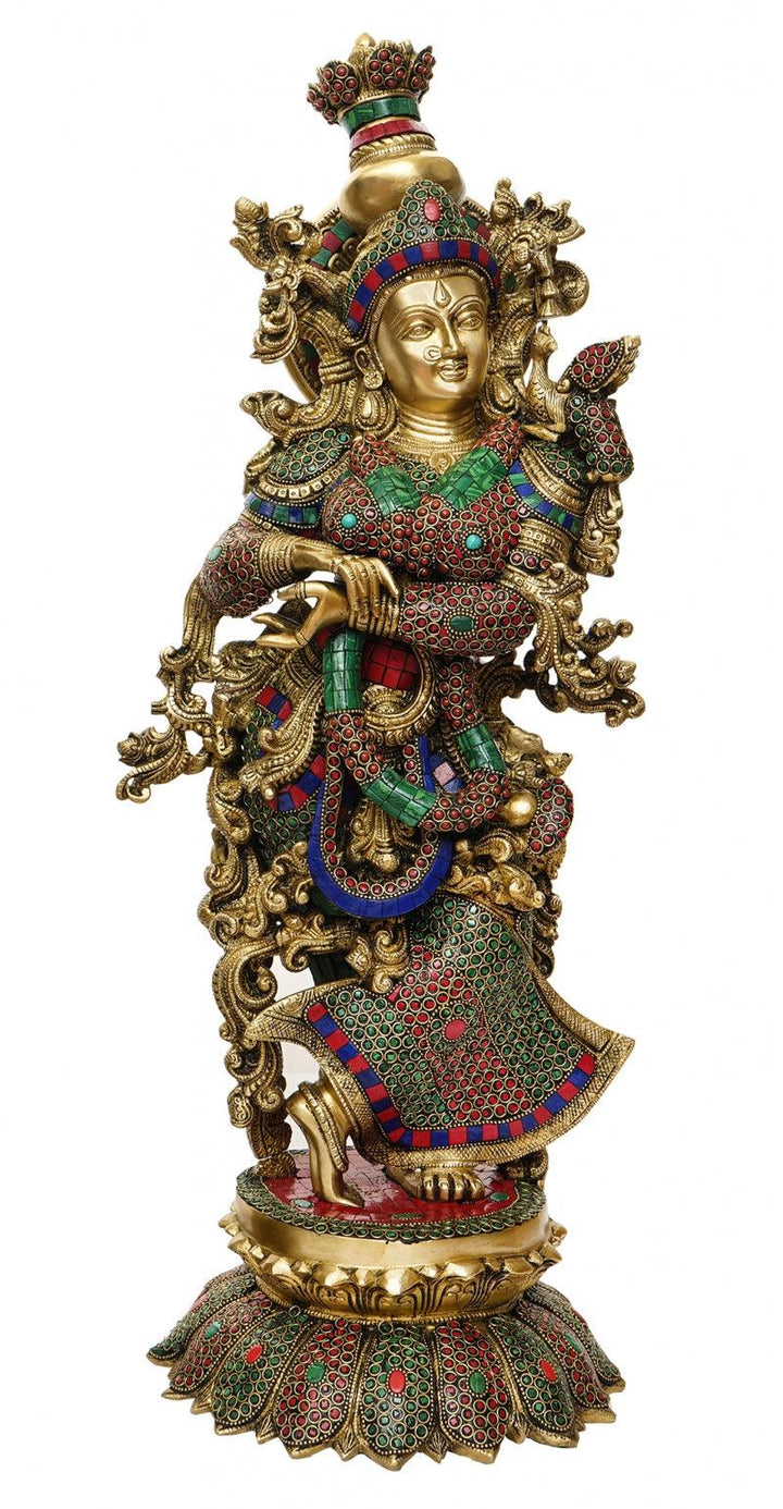 Religious handicraft titled 'Goddess Radha 2', 26x12x9 inches, by artist Brass Handicrafts on Brass