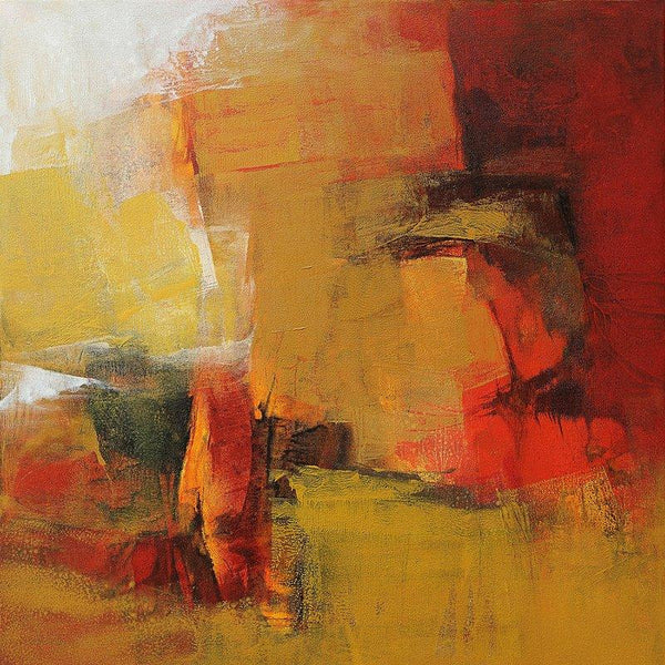 Abstract acrylic painting titled 'Golden Blush II', 20x20 inches, by artist Siddhesh Rane on Canvas