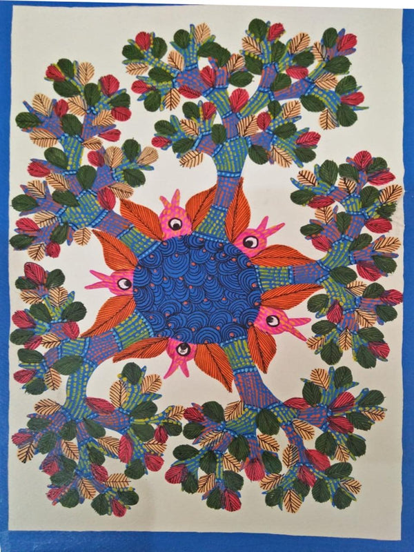 Animals gond traditional art titled 'Gond 4', 14x10 inches, by artist Choti Gond Artist on Paper