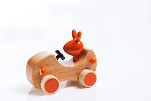 Animals craft titled 'Goofy Wooden Toy Car', 4x5x3 inches, by artist Vijay Pathi on wood