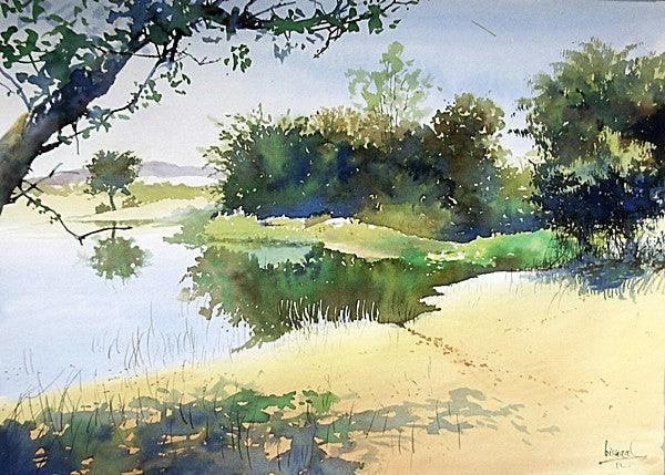 Nature watercolor painting titled 'Gorewada', 11x16 inches, by artist Bijay Biswaal on Paper