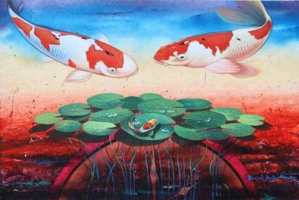 Animals acrylic painting titled 'Gracious Living', 24x36 inches, by artist Bikash Mohanta on Canvas