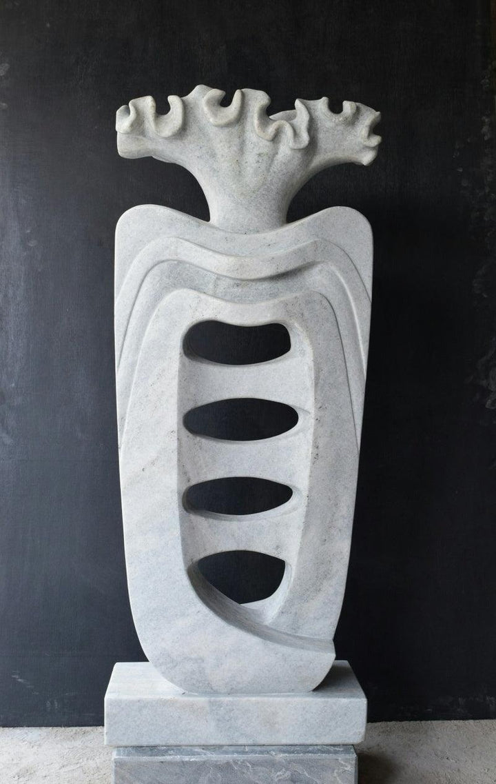 Pots/Vessels sculpture titled 'Growth', 49x18x10 inches, by artist Pankaj Gahlot on Makrana Marble