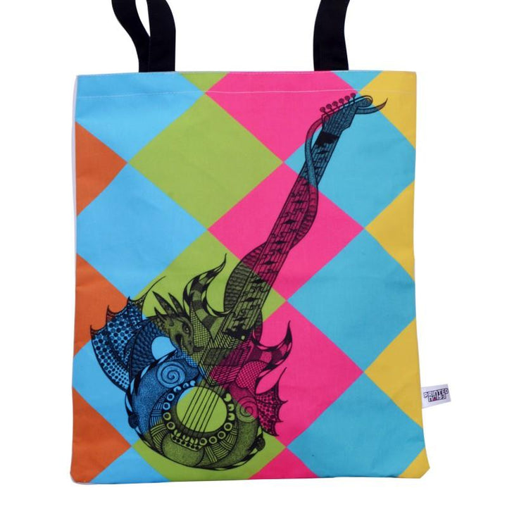 Lifestyle craft titled 'Guitar Bag', 14x16 inches, by artist Sejal M on Canvas