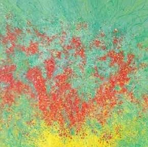 Nature oil painting titled 'Gulmohar Blossom', 20x20 inches, by artist Pardeep Singh on Canvas