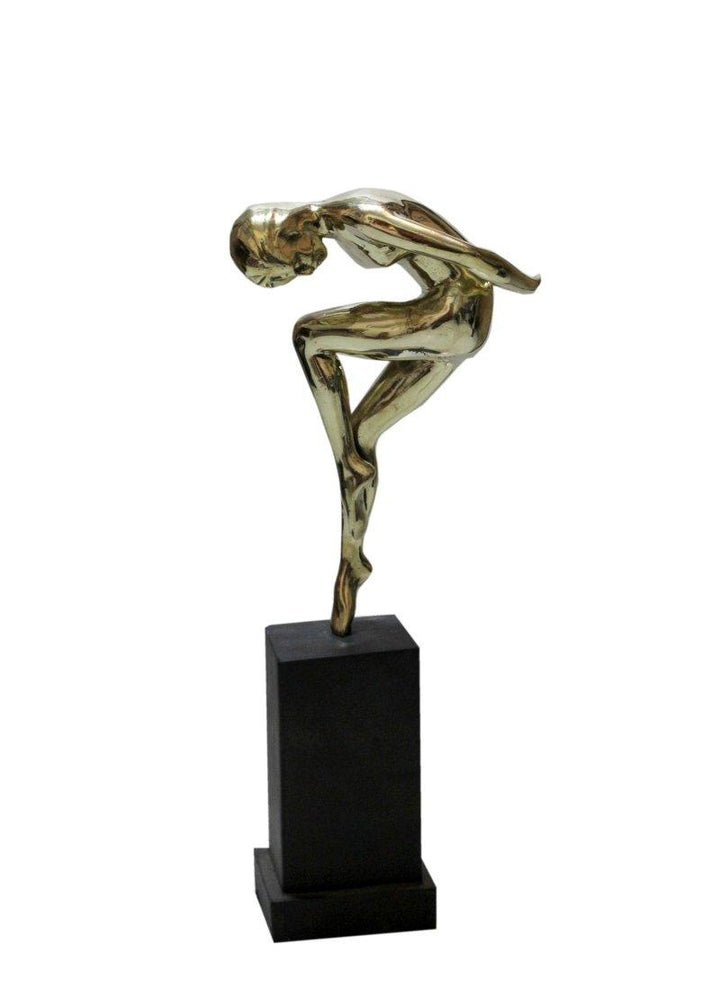 Figurative sculpture titled 'Gymnast', 8x5x20 inches, by artist Rohan  Pawar on Brass