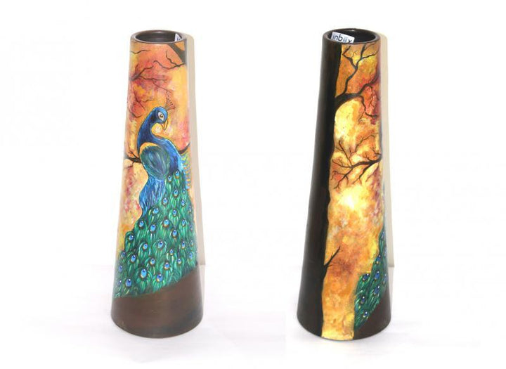 Pots/Vessels craft titled 'Hand Painted Mayur Vase Ii', 19x6x6 inches, by artist Akanksha Rastogi on Terracotta