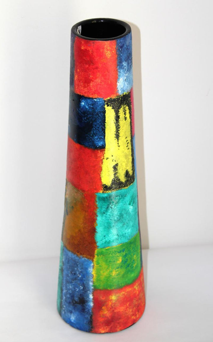 Pots/Vessels craft titled 'Hand Painted Multi Color Vase', 19x6x6 inches, by artist Akanksha Rastogi on Terracotta