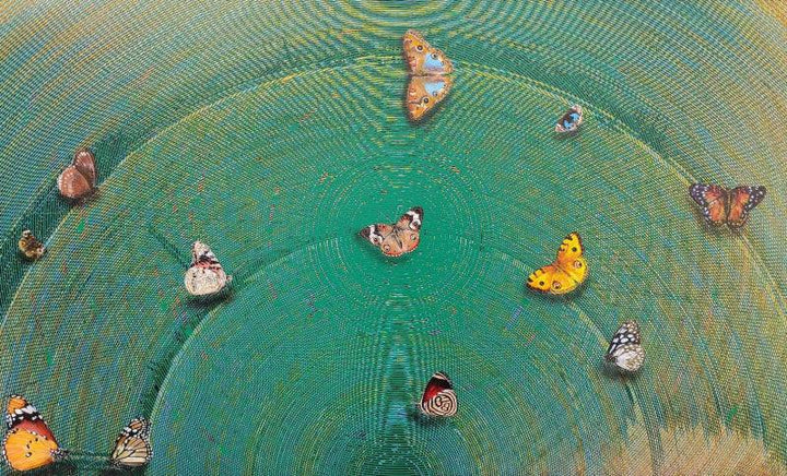 Animals acrylic painting titled 'Happy Vibration 14', 35x57 inches, by artist Ghanshyam Gupta on Canvas