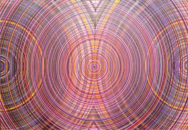 Abstract acrylic painting titled 'Happy Vibration', 27x40 inches, by artist Ghanshyam Gupta on Canvas