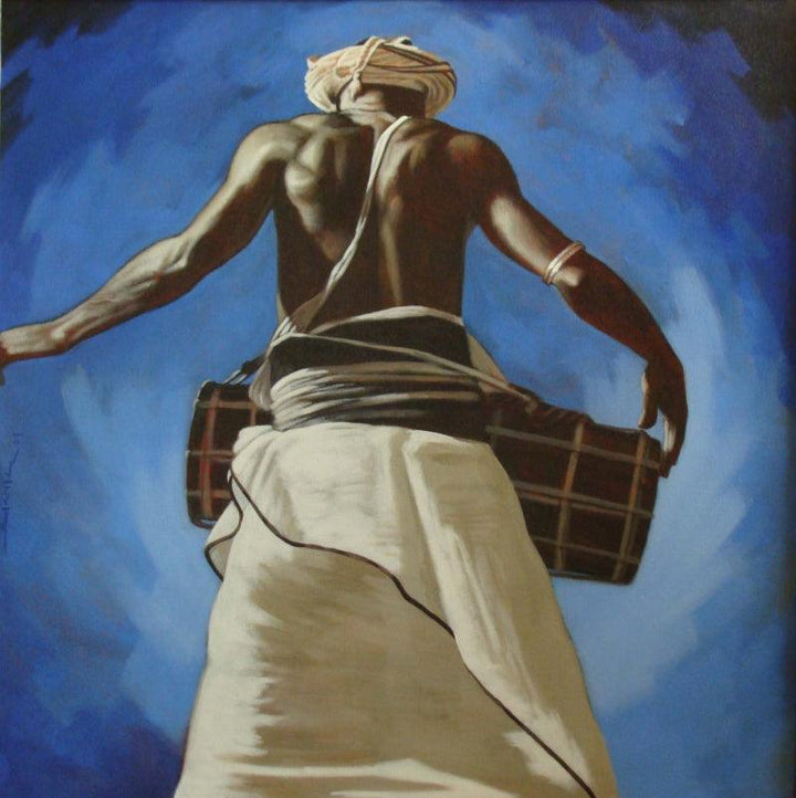 Figurative acrylic painting titled 'Harmony 1', 35x35 inches, by artist Prasad Kulkarni on Canvas