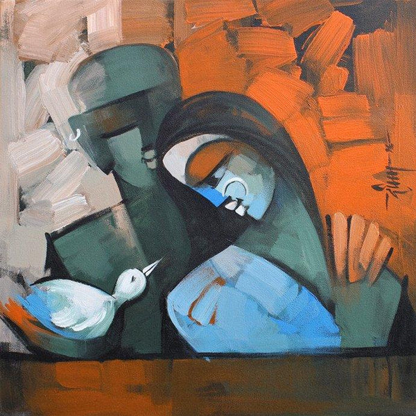 Figurative acrylic painting titled 'Harmony 5', 24x24 inches, by artist Deepa Vedpathak on Canvas