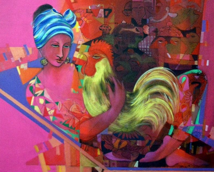 Figurative acrylic painting titled 'Hava Su', 36x48 inches, by artist Madan Lal on Canvas