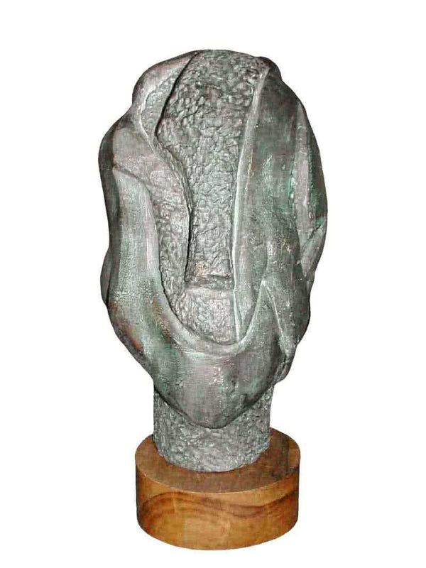 Figurative sculpture titled 'Head', 9x7x6 inches, by artist Sunil Chejara on Bronze