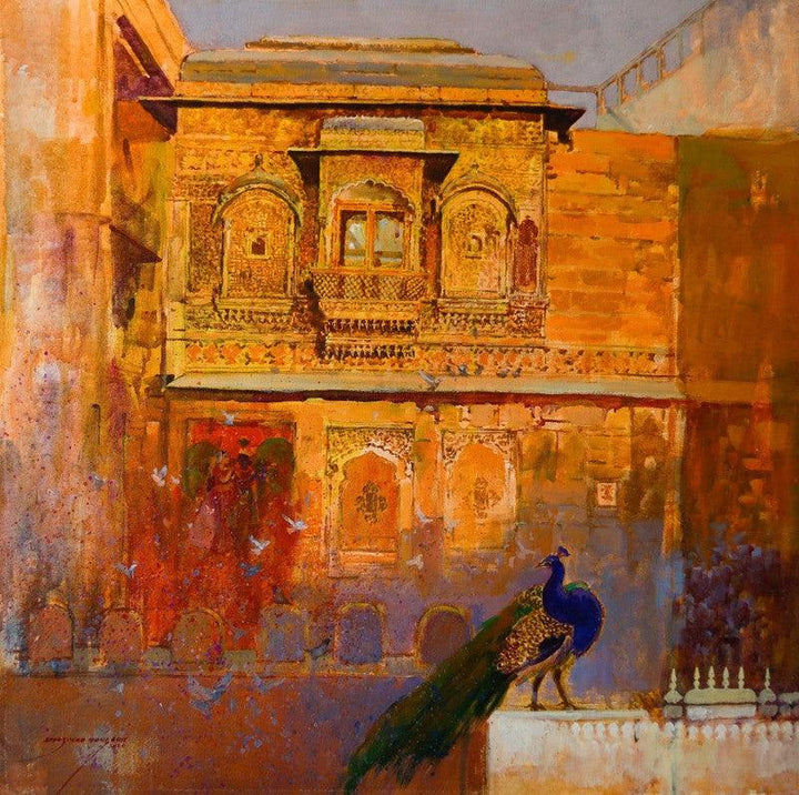 Cityscape acrylic painting titled 'Heritage 1', 23x30 inches, by artist Sayajirao Nangare on Canvas