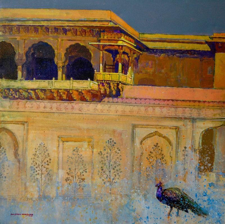 Cityscape acrylic painting titled 'Heritage 2', 23x30 inches, by artist Sayajirao Nangare on Canvas