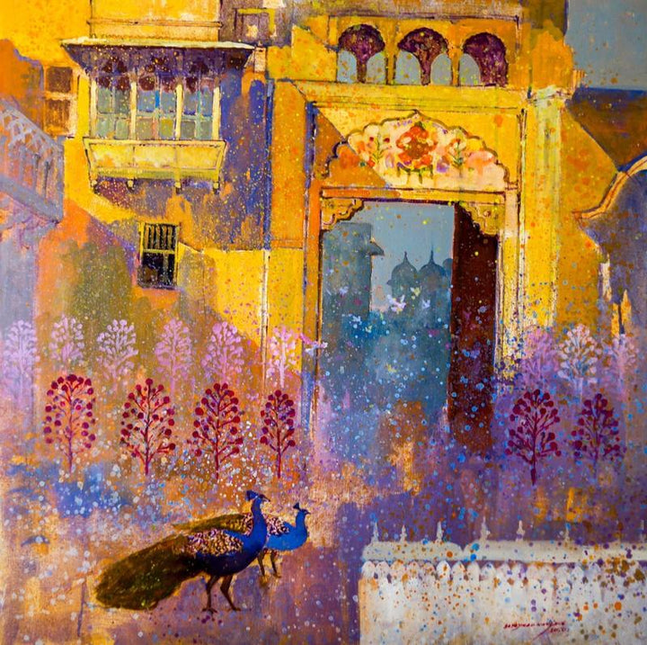 Cityscape acrylic painting titled 'Heritage 3', 23x30 inches, by artist Sayajirao Nangare on Canvas