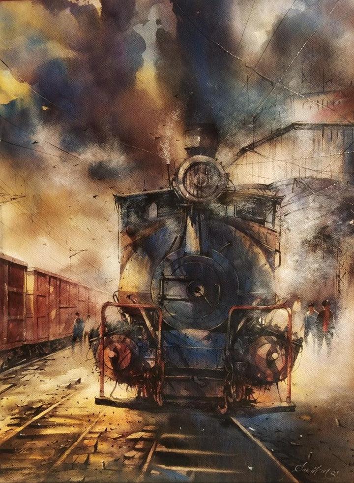 Transportation watercolor painting titled 'Heritage 4', 30x22 inches, by artist Sadikul Islam on Paper