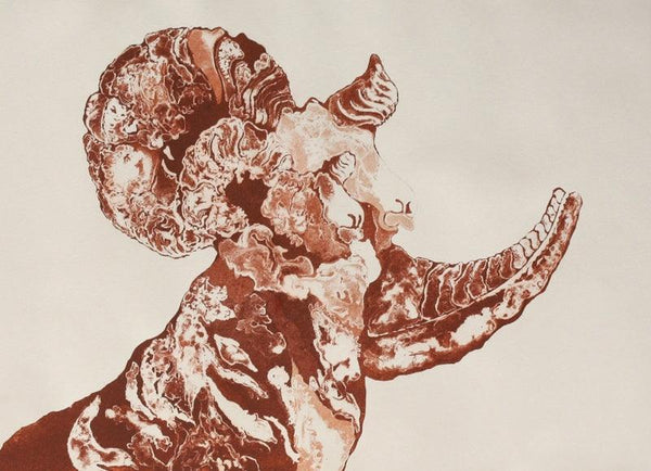 Animals printmaking titled 'Hidden Story', 13x18 inches, by artist Divya Patwa on Paper