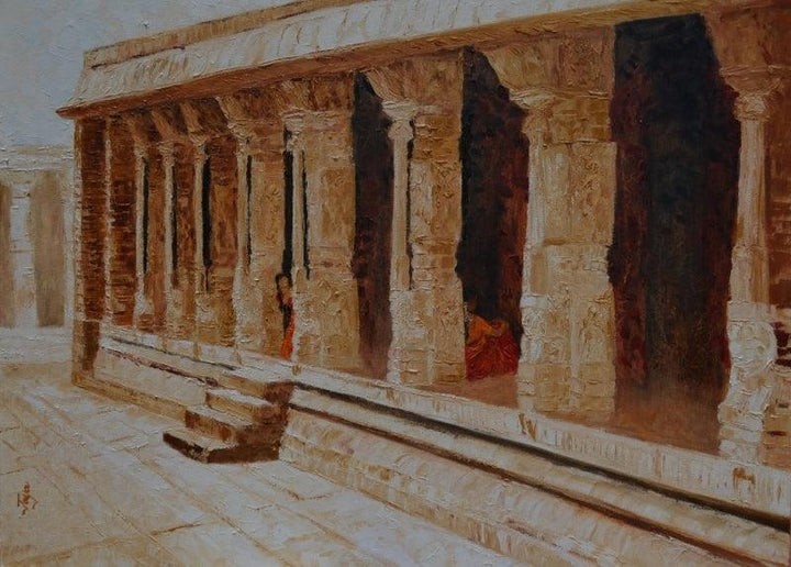 Landscape oil painting titled 'Hide Seek', 32x44 inches, by artist Jaya Javeri on Canvas