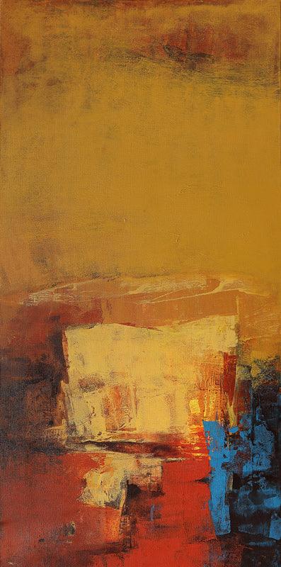 Abstract acrylic painting titled 'Horizon', 36x18 inches, by artist Siddhesh Rane on Canvas