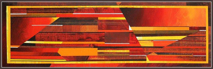 Abstract acrylic painting titled 'Horizontal Abstract', 12x36 inches, by artist Siddhesh Rane on Canvas