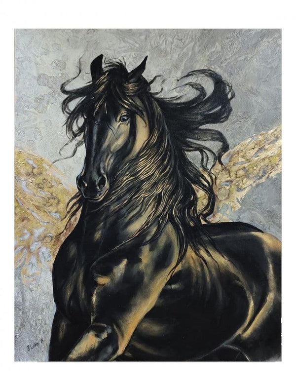 Animals acrylic painting titled 'Horse 01', 30x24 inches, by artist Deven Ramesh Bhosale on Canvas