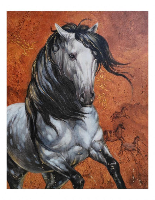 Animals acrylic painting titled 'Horse 03', 30x24 inches, by artist Deven Ramesh Bhosale on Canvas