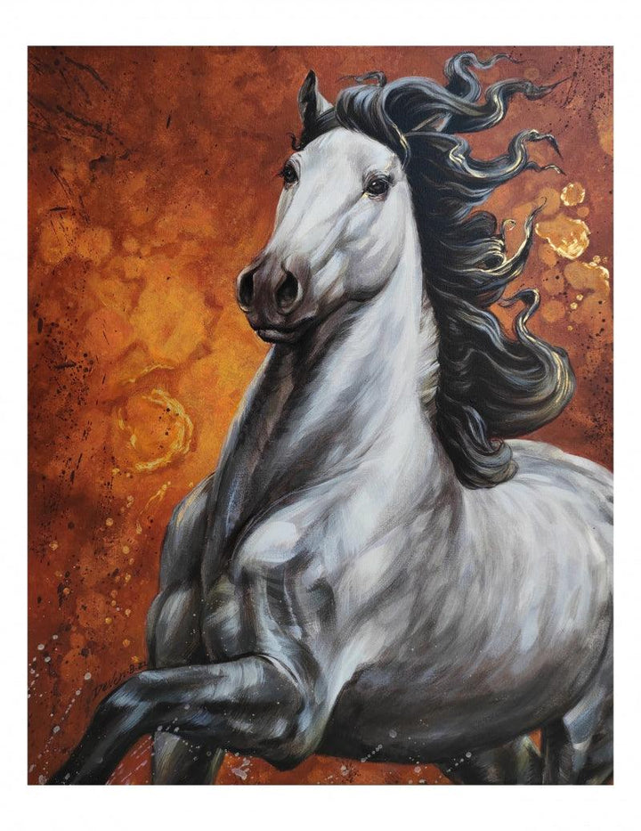 Animals acrylic painting titled 'Horse 04', 30x24 inches, by artist Deven Ramesh Bhosale on Canvas