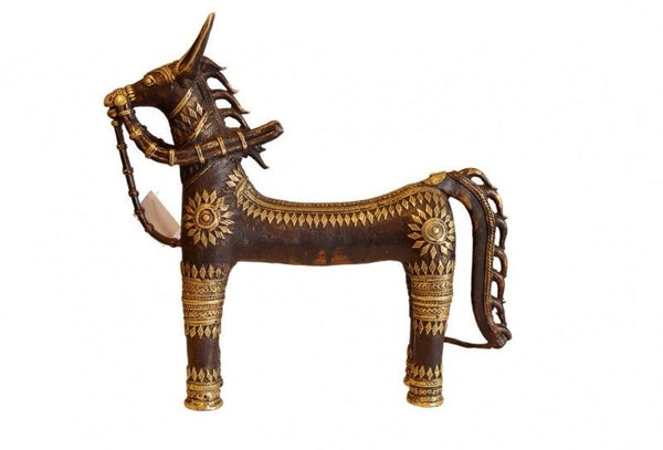 Animals sculpture titled 'Horse 2', 13x14x4 inches, by artist Kushal Bhansali on Brass