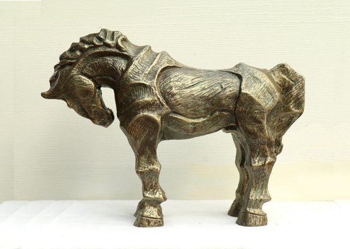 Animals fiberglass sculpture titled 'Horse 3', 17x12x5 inches, by artist Devidas Dharmadhikari on Fiberglass