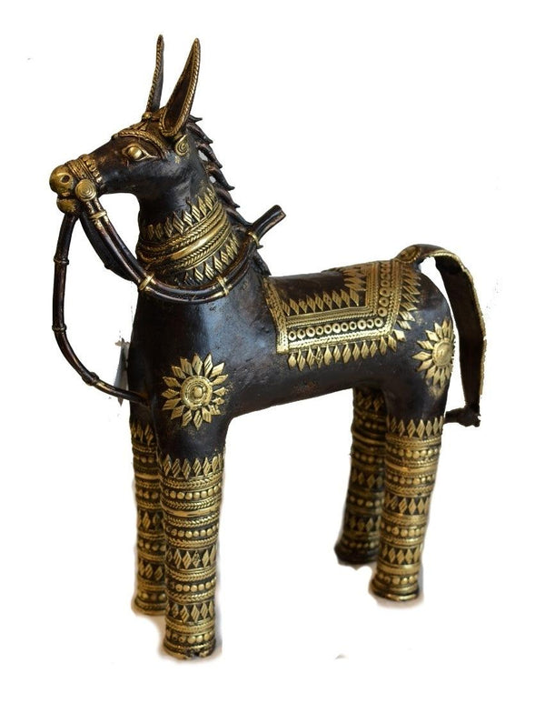 Animals sculpture titled 'Horse', 15x14x3 inches, by artist Kushal Bhansali on Brass
