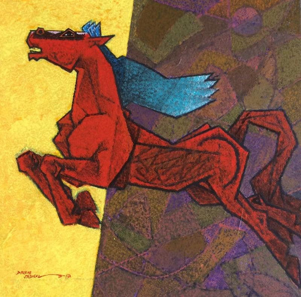 Animals acrylic painting titled 'Horse Dynamism 2', 18x18 inches, by artist Dinkar Jadhav on Canvas