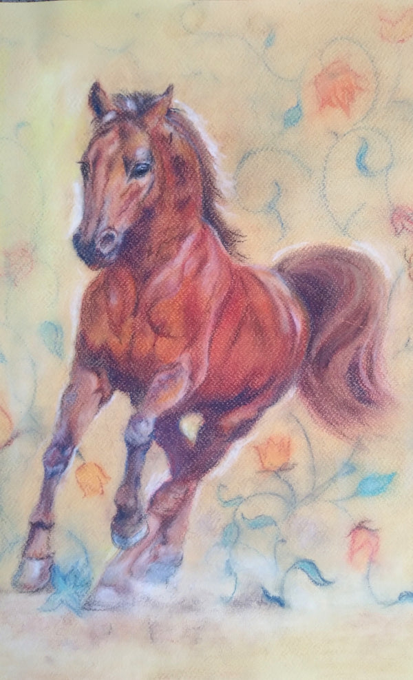 Animals soft-pastel drawing titled 'Horse Parboni', 17x12 inch, by artist Parboni Roy Ghosh on Pastel Paper