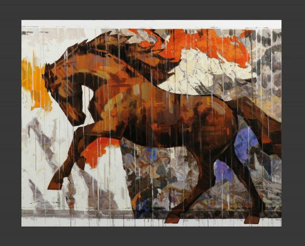 Animals acrylic painting titled 'HORSE SERIES 156', 60x48 inches, by artist Devidas Dharmadhikari on Canvas