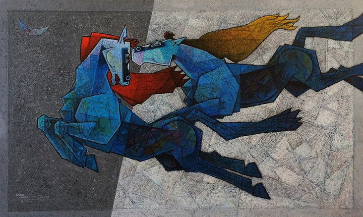 Animals acrylic painting titled 'Horse The Twilight Saga 2', 36x60 inches, by artist Dinkar Jadhav on Canvas