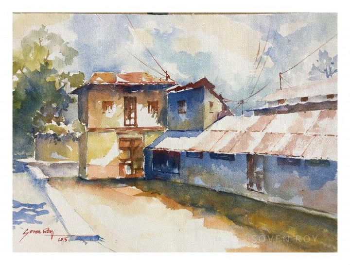 Landscape watercolor painting titled 'House At Wai 2', 14x10 inches, by artist Soven Roy on Paper